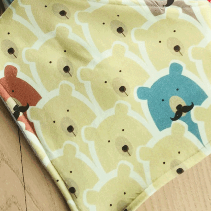 Brown, Yellow and Blue Bears on Yellow Jersey Fabric