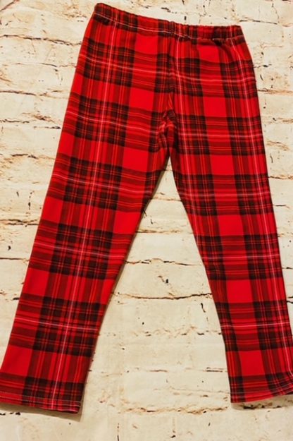 Leggings (Lycra and Jersey) - Red Tartan Design (Various sizes)