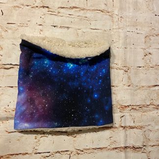 Snood/Neck Warmer - Space & Galaxies on Black Jersey Fabric with Fluffy Inner