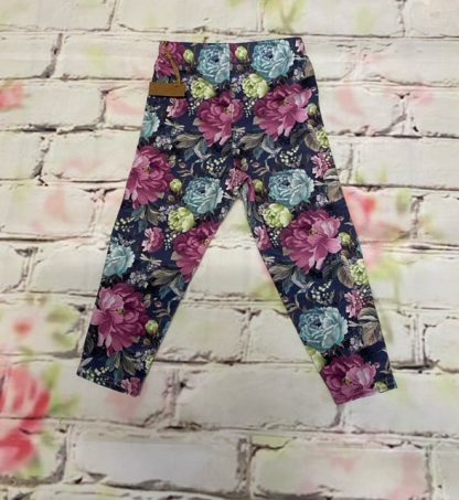 Leggings (Lycra and Jersey) - Purple Flowers in Bloom with Dragonflies & Butterflies Design (Various sizes)