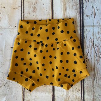 Bubble Shorts on Mustard with Black Spots